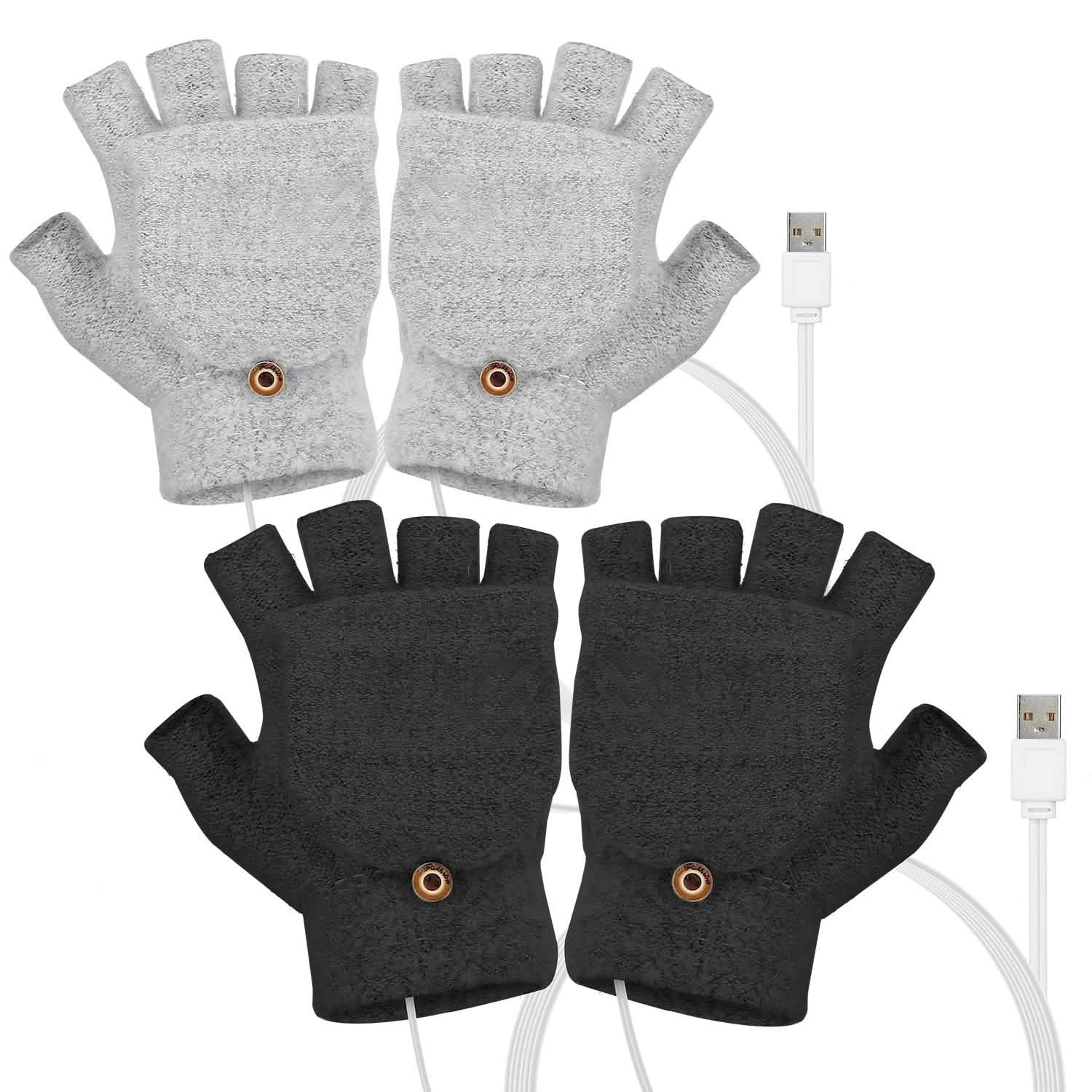 USB Wool Heated Half Fingerless Gloves DailySale