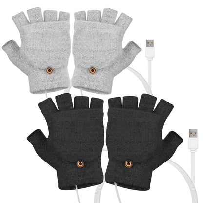 USB Wool Heated Half Fingerless Gloves DailySale