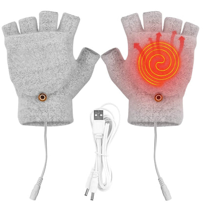 USB Wool Heated Half Fingerless Gloves DailySale