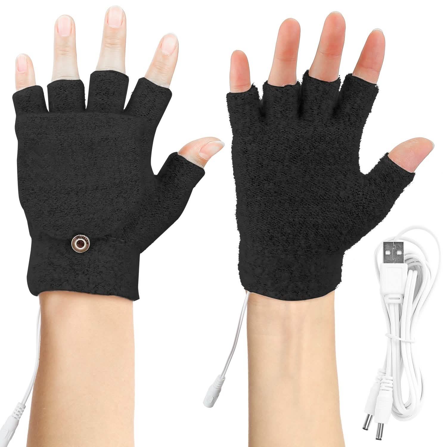 USB Wool Heated Half Fingerless Gloves DailySale