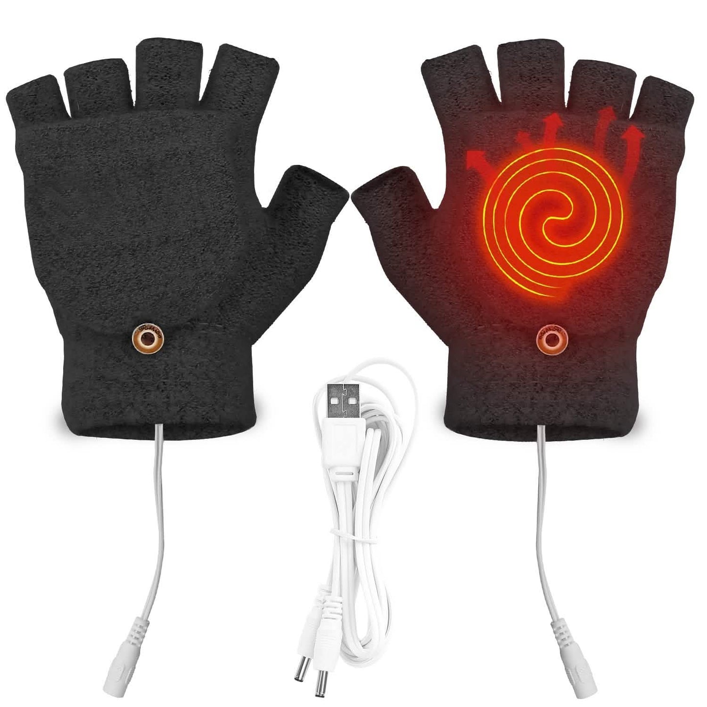 USB Wool Heated Half Fingerless Gloves DailySale