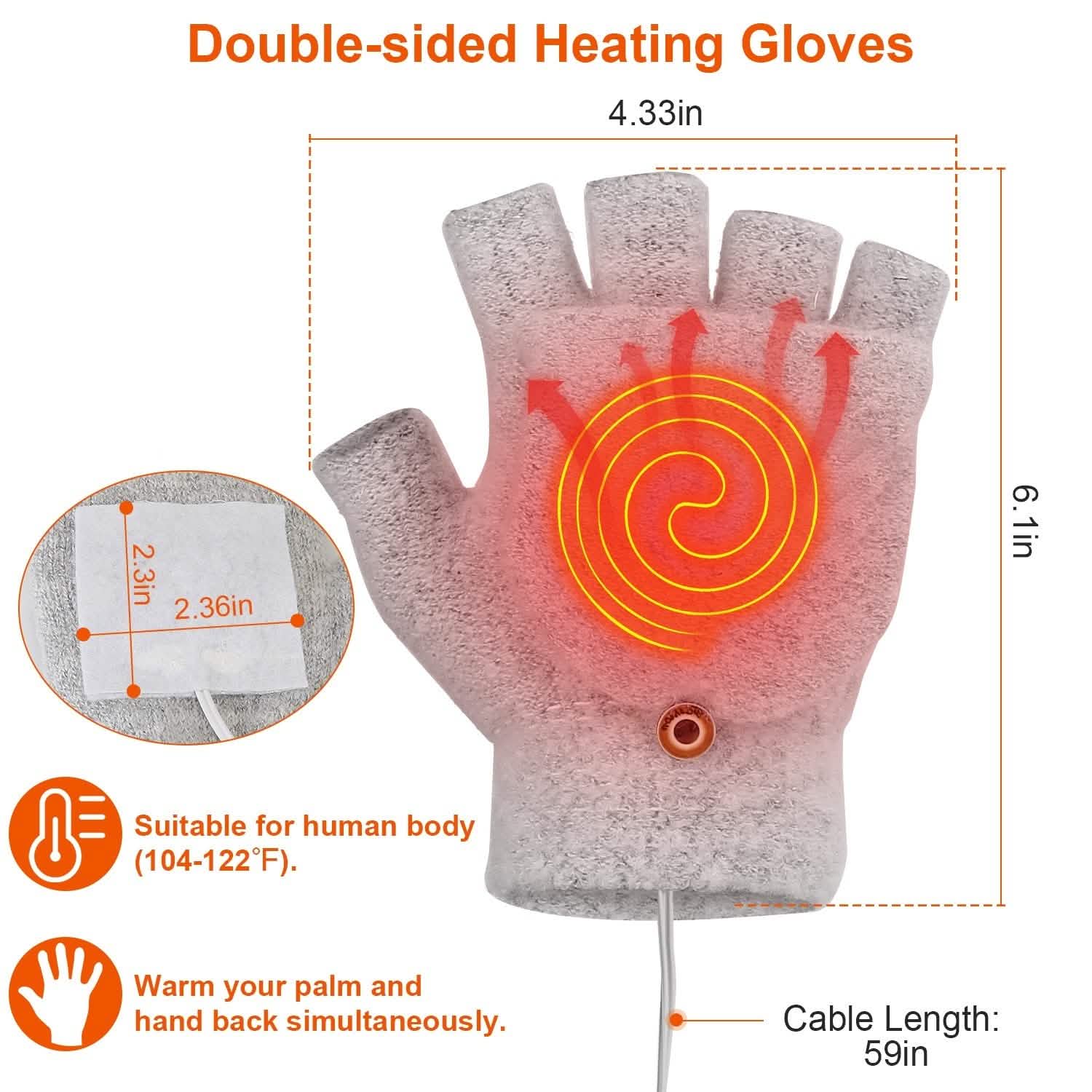 USB Wool Heated Half Fingerless Gloves DailySale