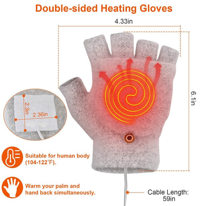 USB Wool Heated Half Fingerless Gloves DailySale