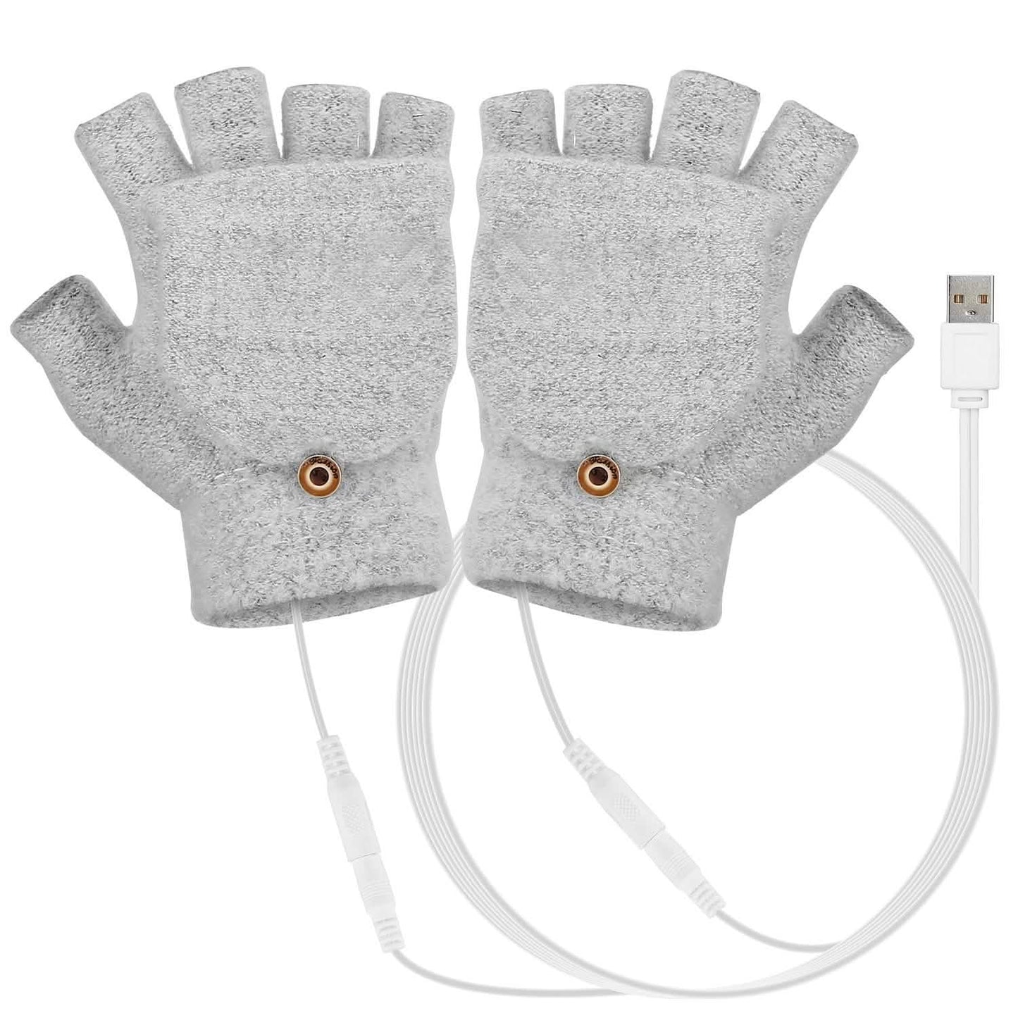 USB Wool Heated Half Fingerless Gloves DailySale