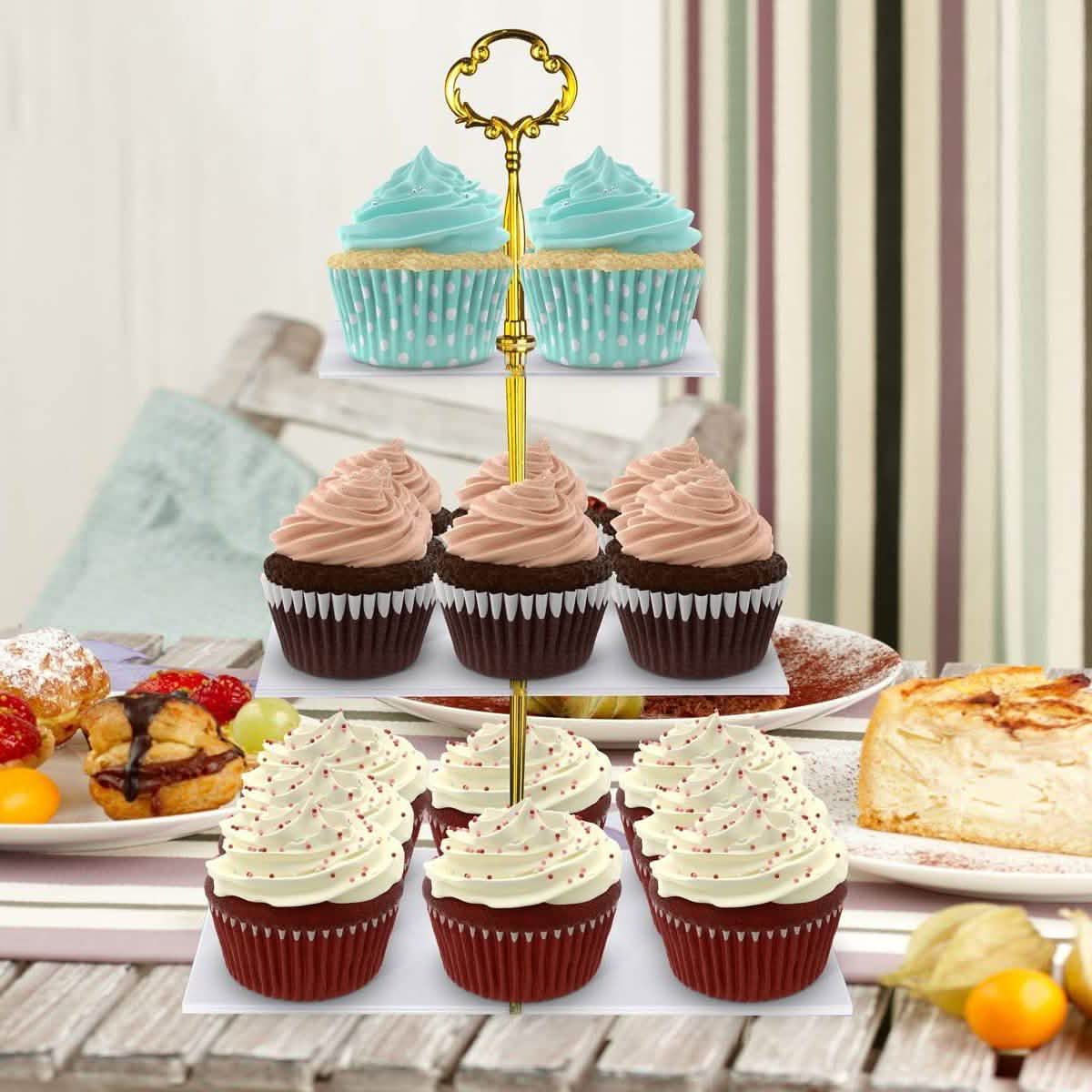 Utenlid 3-Tier Square Stacked Party Cupcake Stand DailySale