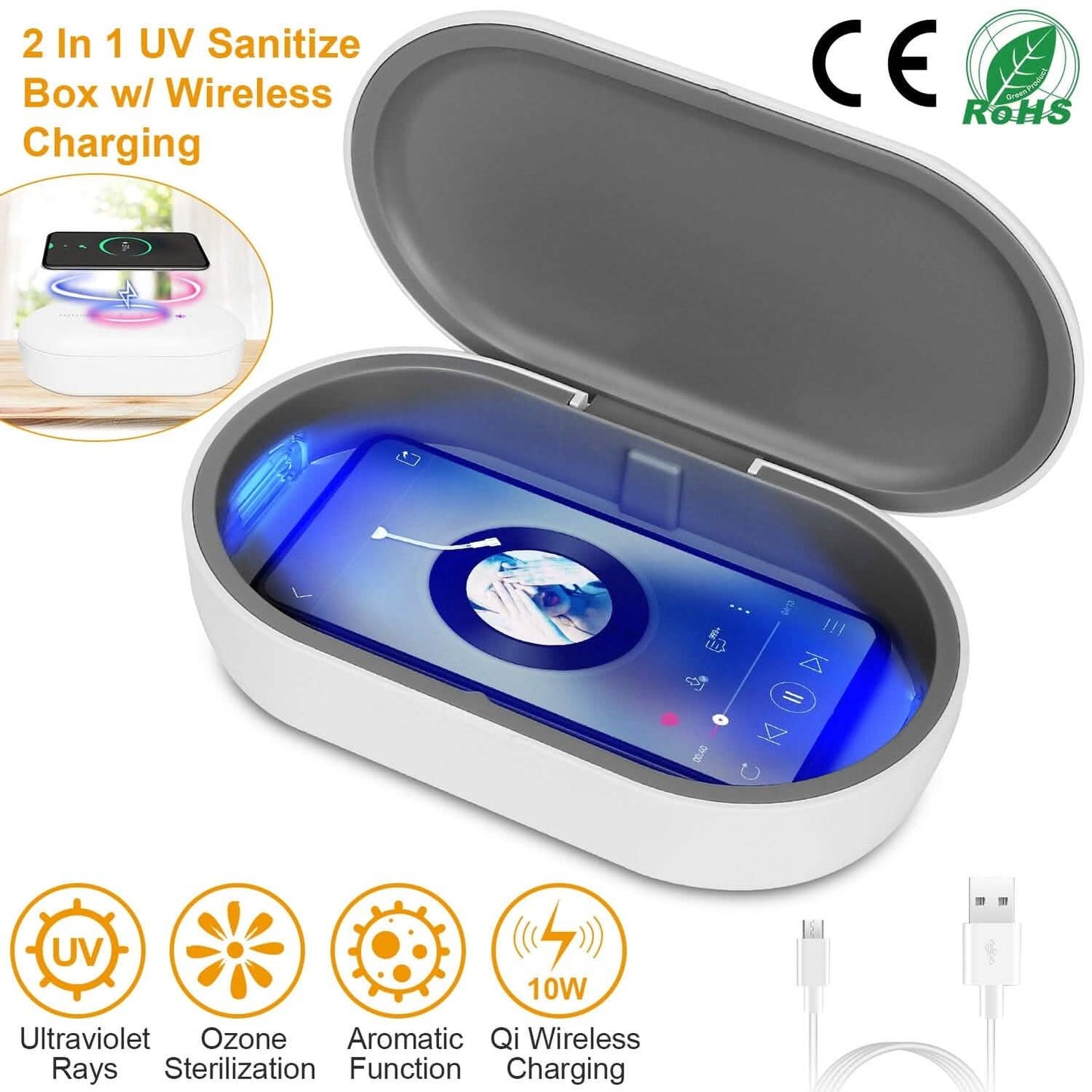 UV Light Sanitizer Box Portable 10w Phone Wireless Charging Disinfection Lamp DailySale