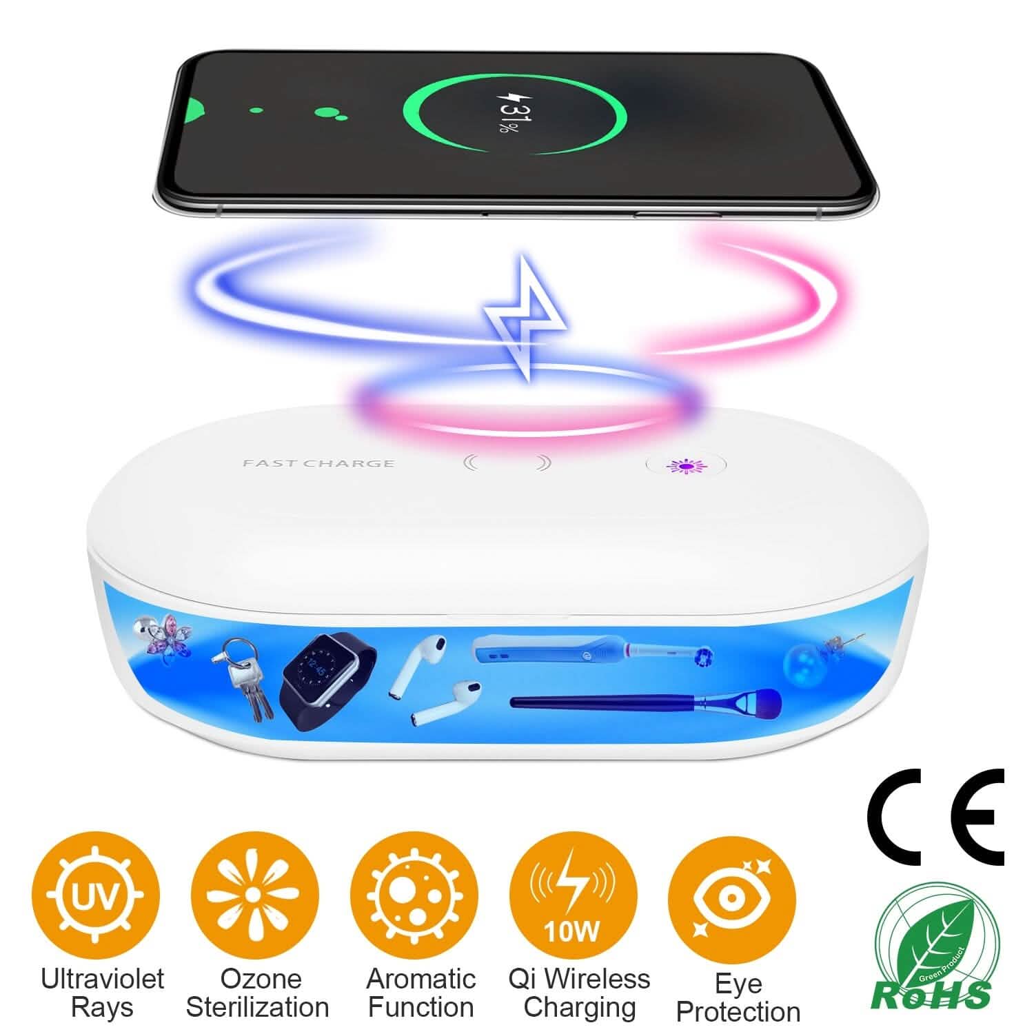 UV Light Sanitizer Box Portable 10w Phone Wireless Charging Disinfection Lamp DailySale