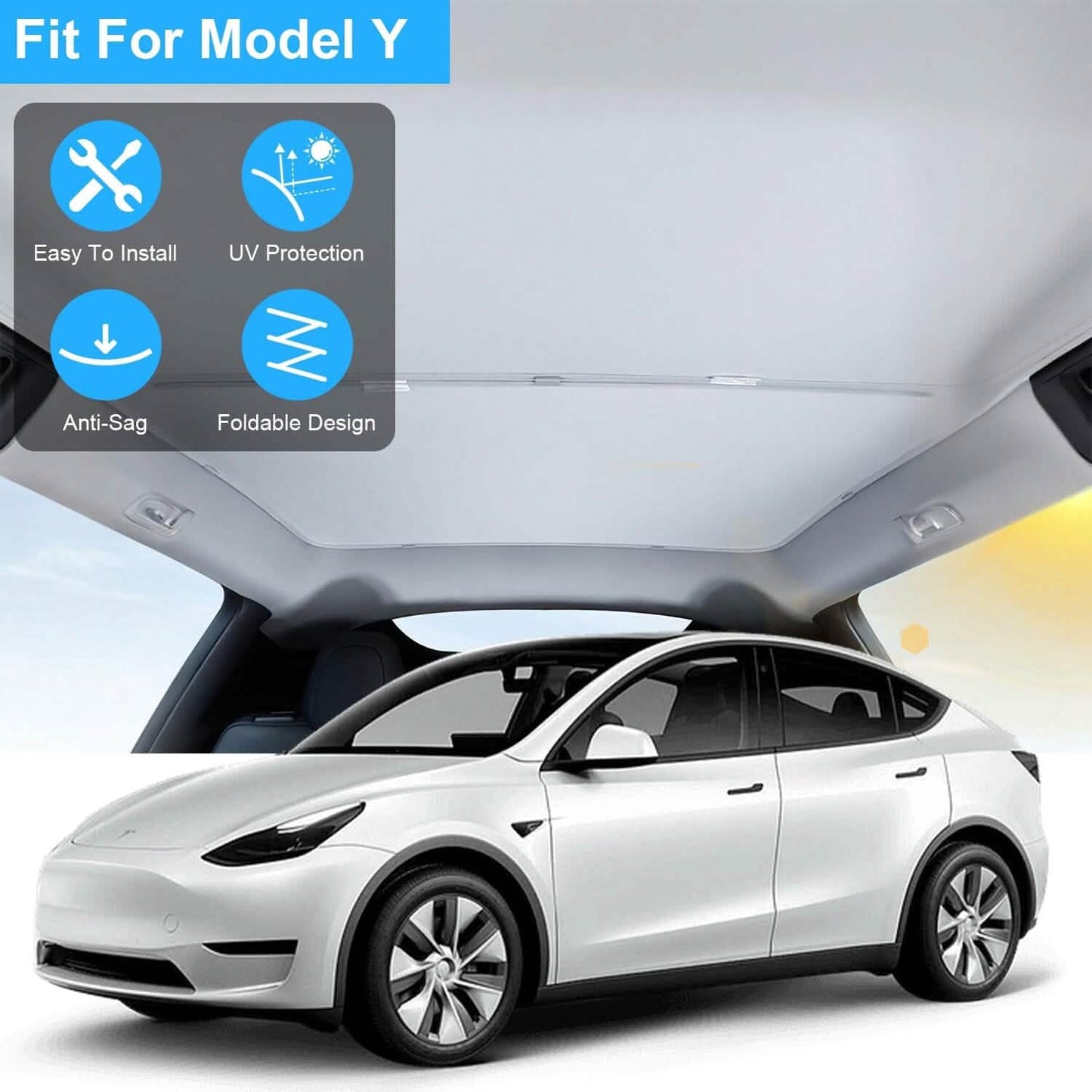 UV Protection Sunshade Roof Fit for Tesla Model Y 2020-2024 DailySale