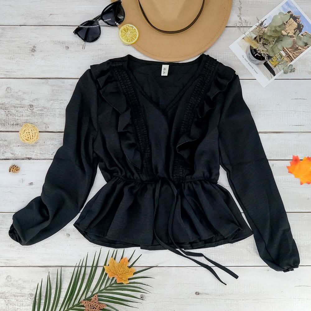 V-Neck Ruffle Blouse DailySale