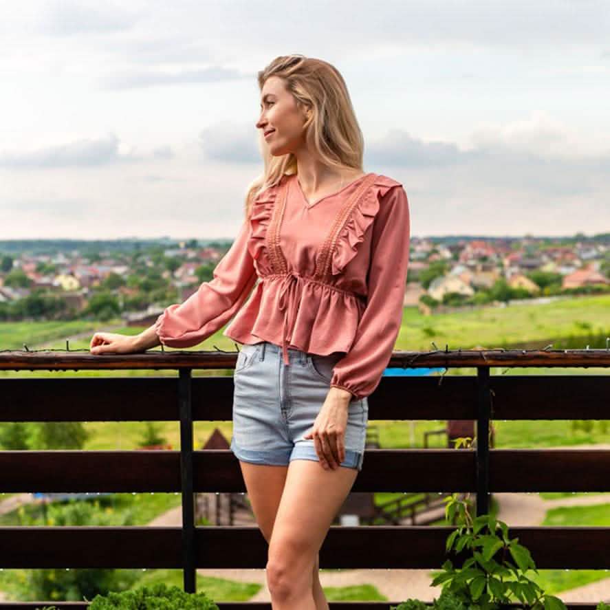 V-Neck Ruffle Blouse DailySale