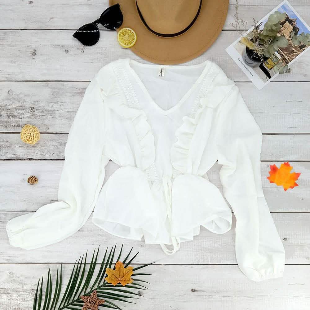 V-Neck Ruffle Blouse DailySale