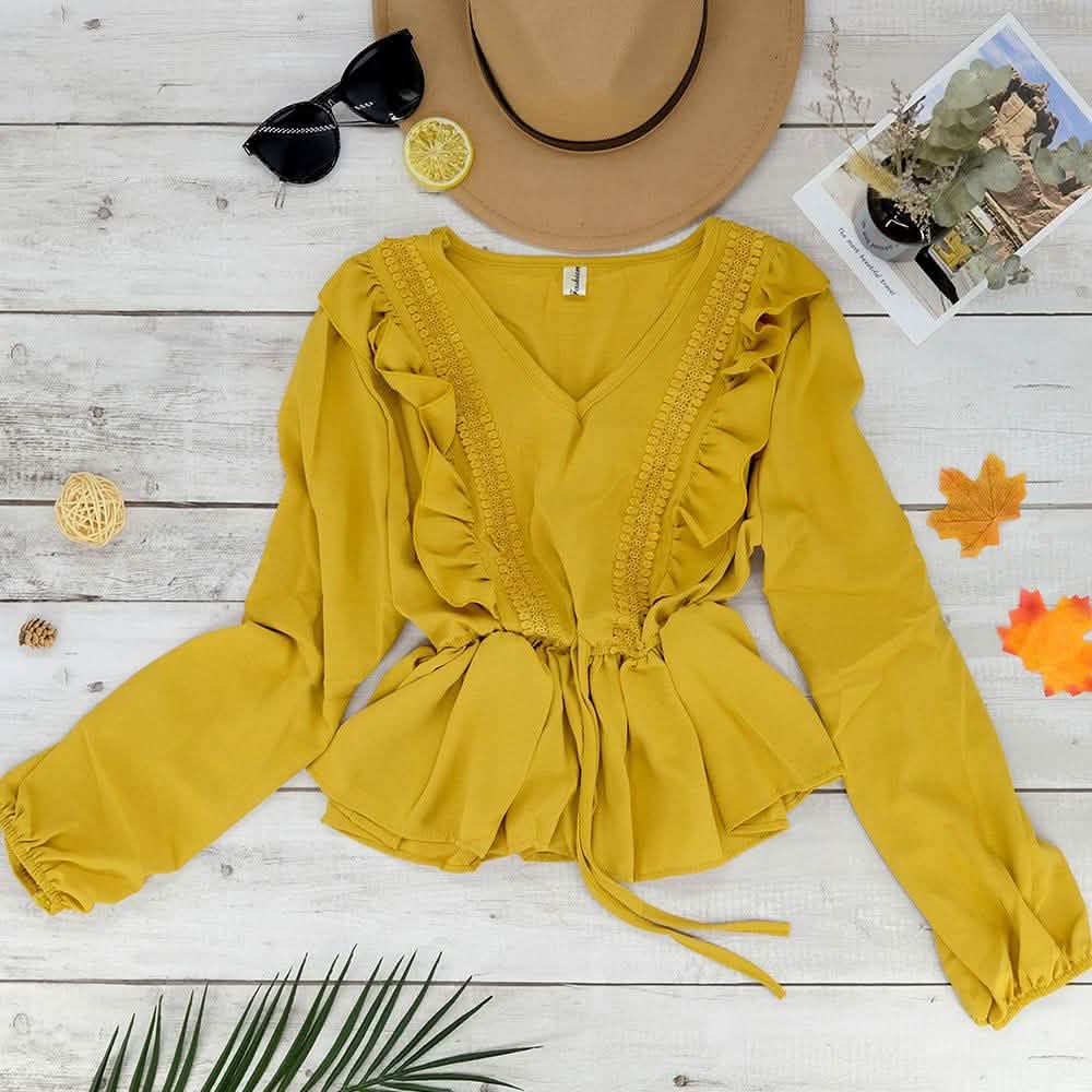 V-Neck Ruffle Blouse DailySale