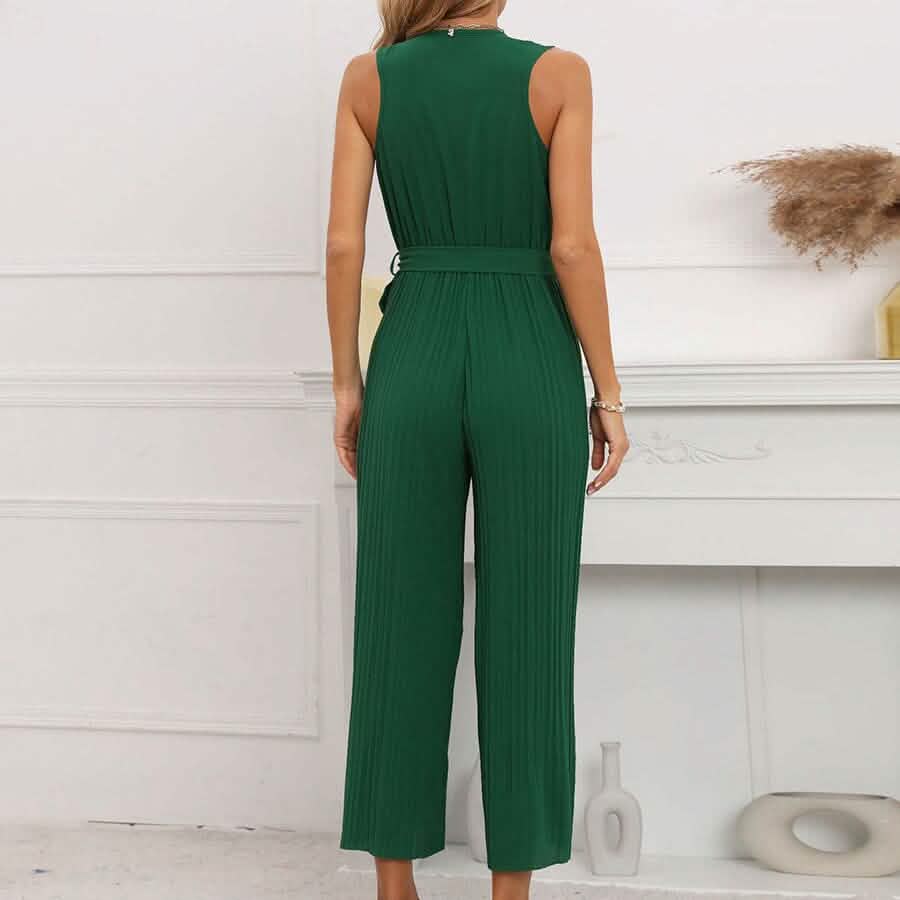V-Neck Sleeveless Straight Summer Jumpsuit DailySale
