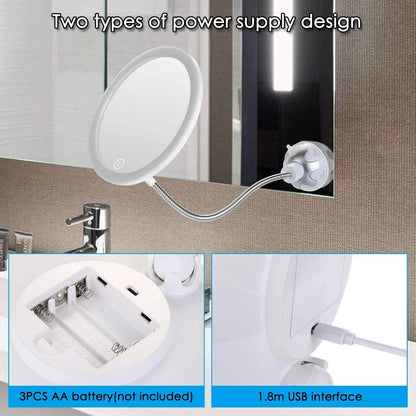 Vanity Mirror 10-Times Magnifying LED Lighted Make-up Swivel Suction Cup Compact Folding DailySale