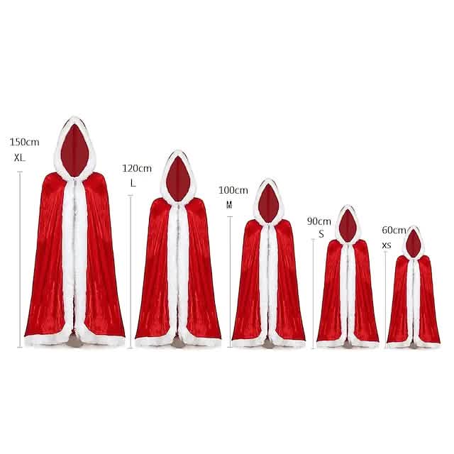 Velvet Hooded Cape Cloak Santa Cosplay Christmas Costumes Women DailySale