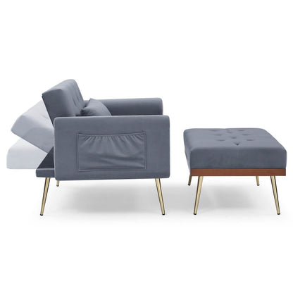 Velvet Recliner Sofa Chair with Adjustable Backrest and 2 Side Pocket DailySale
