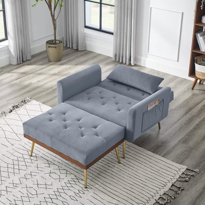 Velvet Recliner Sofa Chair with Adjustable Backrest and 2 Side Pocket DailySale