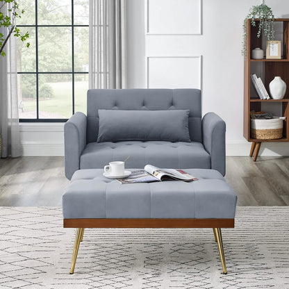 Velvet Recliner Sofa Chair with Adjustable Backrest and 2 Side Pocket DailySale