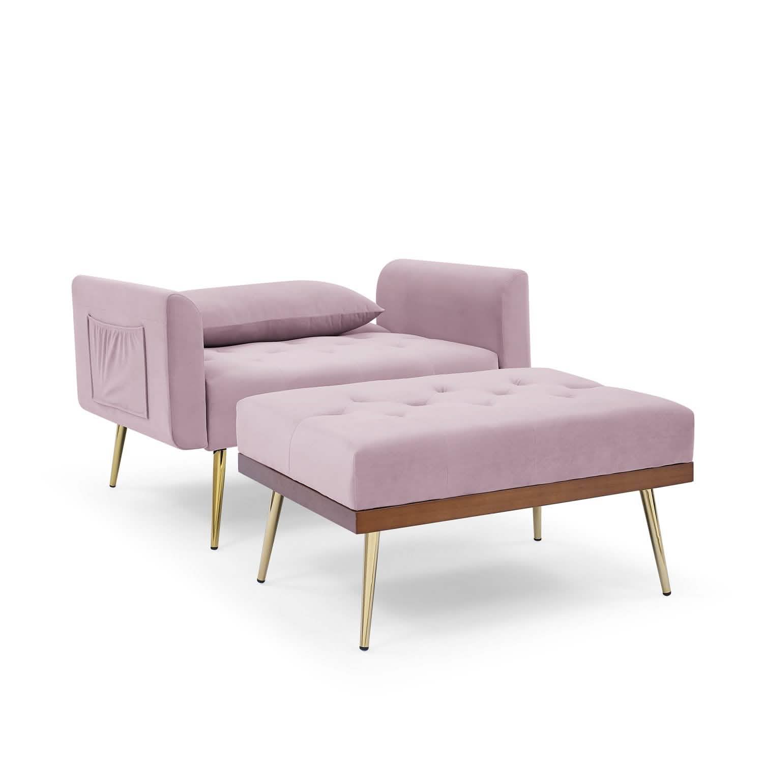 Velvet Recliner Sofa Chair with Adjustable Backrest and 2 Side Pocket DailySale