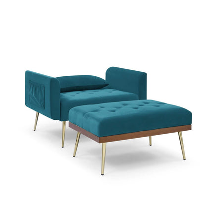Velvet Recliner Sofa Chair with Adjustable Backrest and 2 Side Pocket DailySale