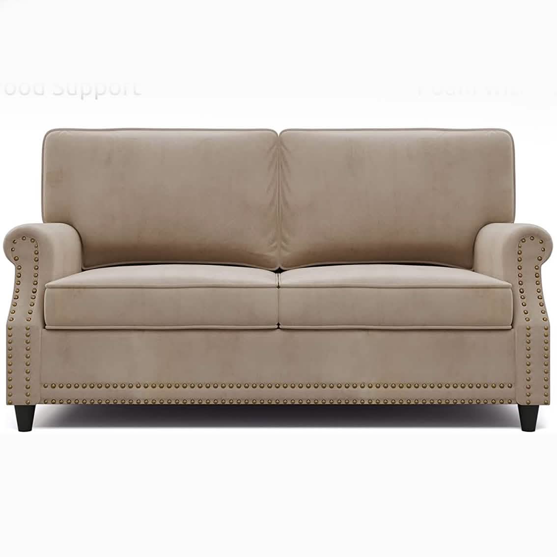 Velvet Roll Up Arm Chair Loveseat with Nail Head DailySale