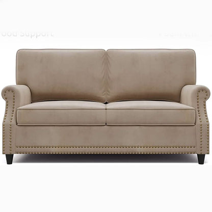 Velvet Roll Up Arm Chair Loveseat with Nail Head DailySale