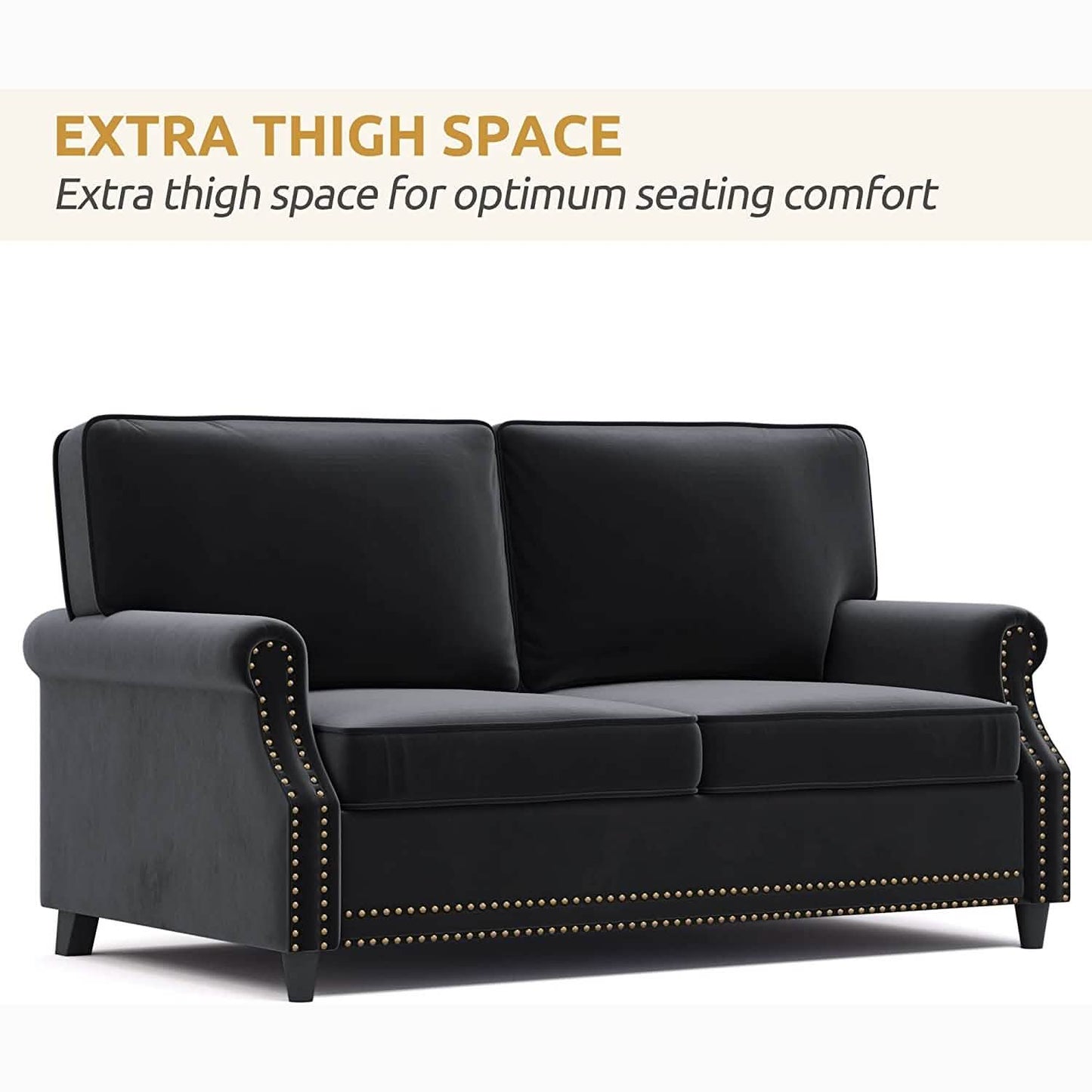 Velvet Roll Up Arm Chair Loveseat with Nail Head DailySale