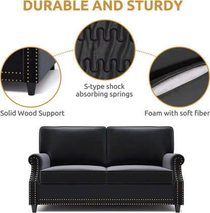 Velvet Roll Up Arm Chair Loveseat with Nail Head DailySale