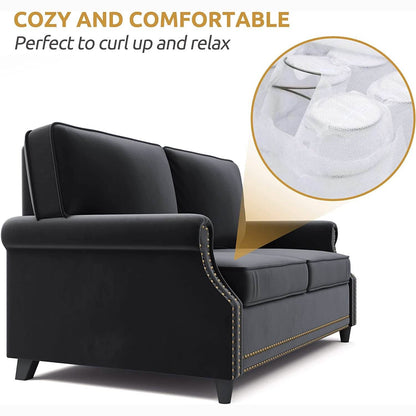 Velvet Roll Up Arm Chair Loveseat with Nail Head DailySale