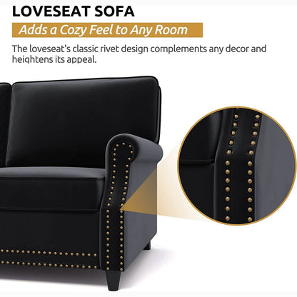 Velvet Roll Up Arm Chair Loveseat with Nail Head DailySale