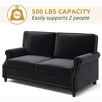 Velvet Roll Up Arm Chair Loveseat with Nail Head DailySale