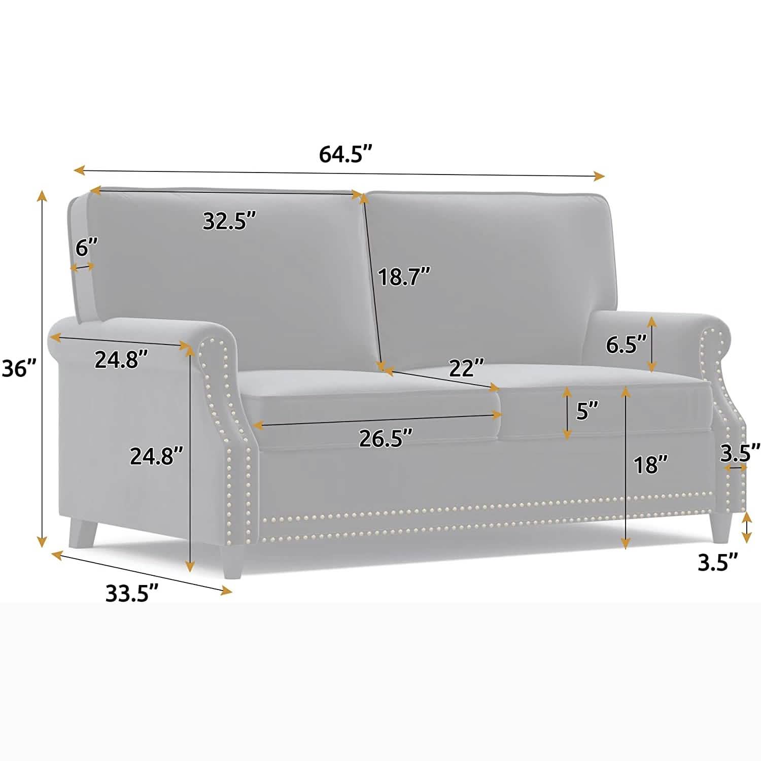 Velvet Roll Up Arm Chair Loveseat with Nail Head DailySale