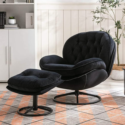 Velvet Swivel Accent Chair with Ottoman Set DailySale
