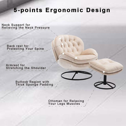 Velvet Swivel Accent Chair with Ottoman Set DailySale