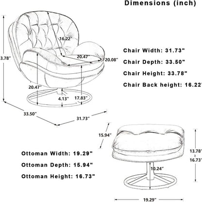 Velvet Swivel Accent Chair with Ottoman Set DailySale