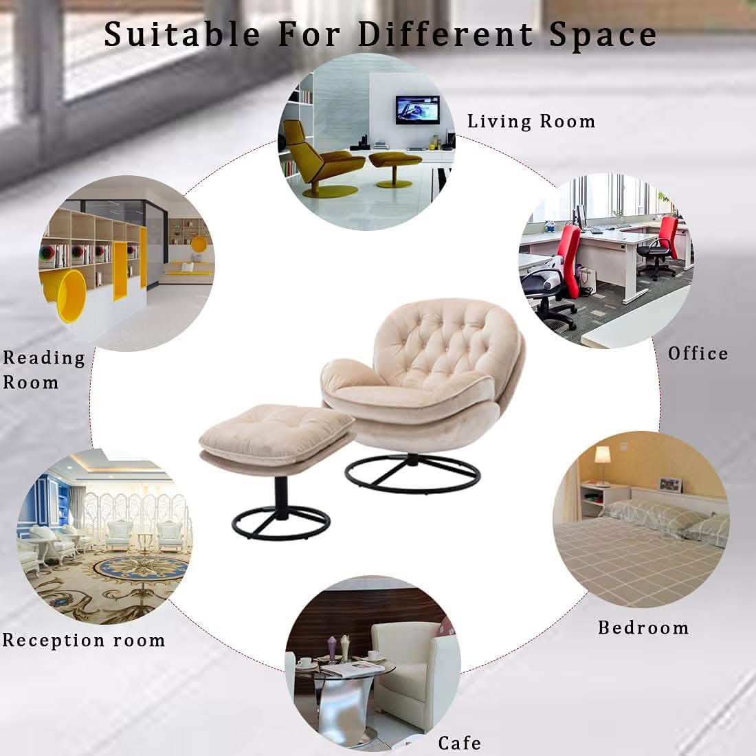 Velvet Swivel Accent Chair with Ottoman Set DailySale