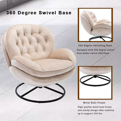 Velvet Swivel Accent Chair with Ottoman Set DailySale