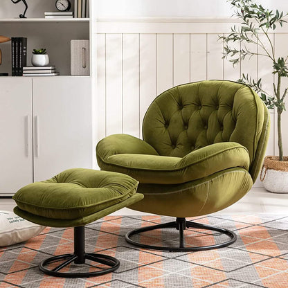Velvet Swivel Accent Chair with Ottoman Set DailySale