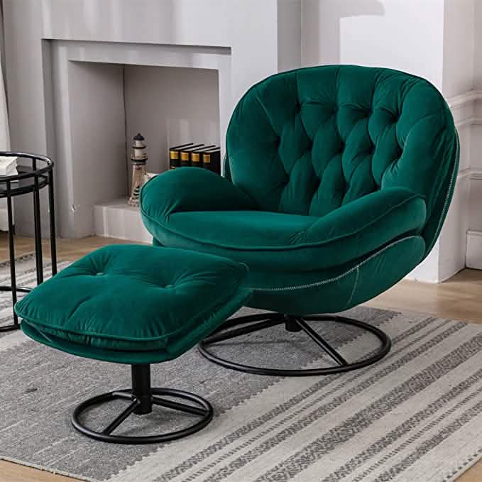 Velvet Swivel Accent Chair with Ottoman Set DailySale