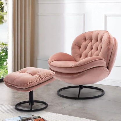 Velvet Swivel Accent Chair with Ottoman Set DailySale