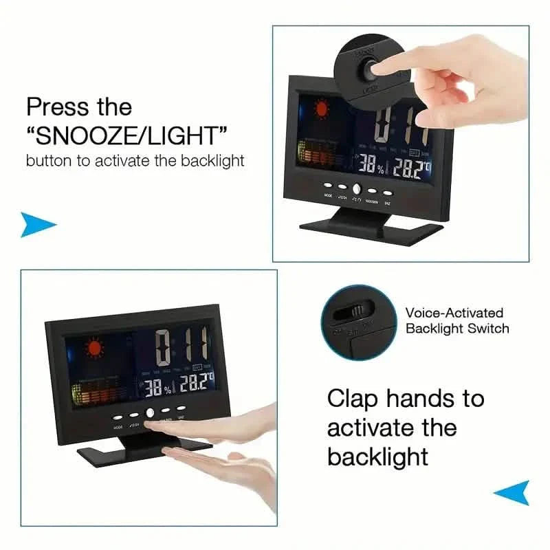 Vibrant Digital Weather Alarm Clock with Voice Control DailySale