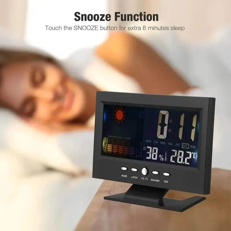 Vibrant Digital Weather Alarm Clock with Voice Control DailySale