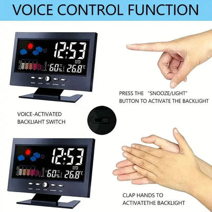 Vibrant Digital Weather Alarm Clock with Voice Control DailySale