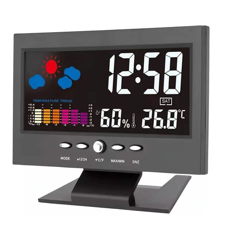 Vibrant Digital Weather Alarm Clock with Voice Control DailySale