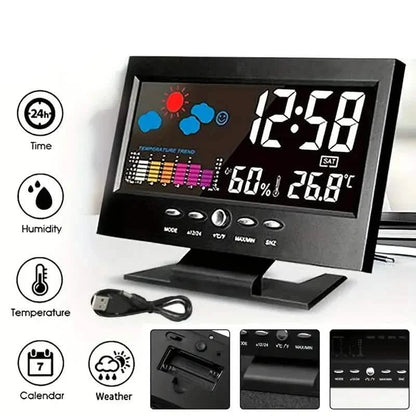 Vibrant Digital Weather Alarm Clock with Voice Control DailySale