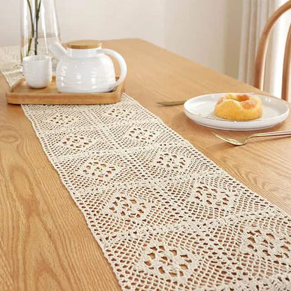 Vintage Farmhouse Style Crochet Lace Tablecloth DailySale