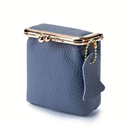 Vintage Genuine Leather Mini Handbag Organizer with Secure Kiss Lock DailySale