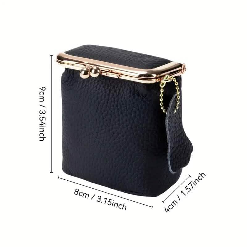 Vintage Genuine Leather Mini Handbag Organizer with Secure Kiss Lock DailySale