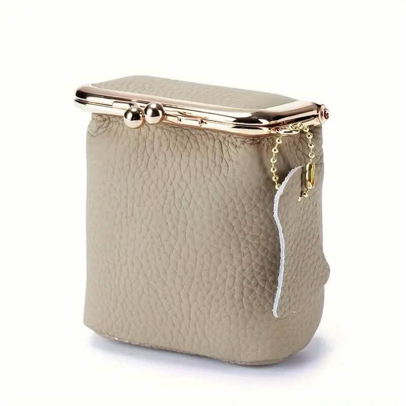Vintage Genuine Leather Mini Handbag Organizer with Secure Kiss Lock DailySale