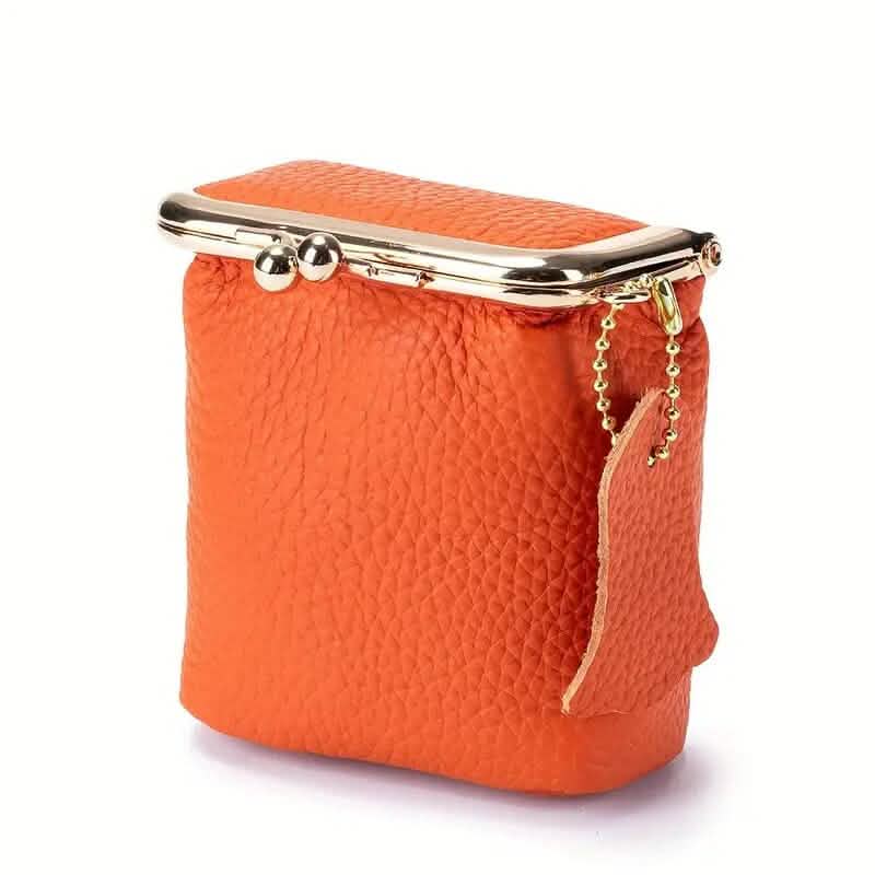 Vintage Genuine Leather Mini Handbag Organizer with Secure Kiss Lock DailySale